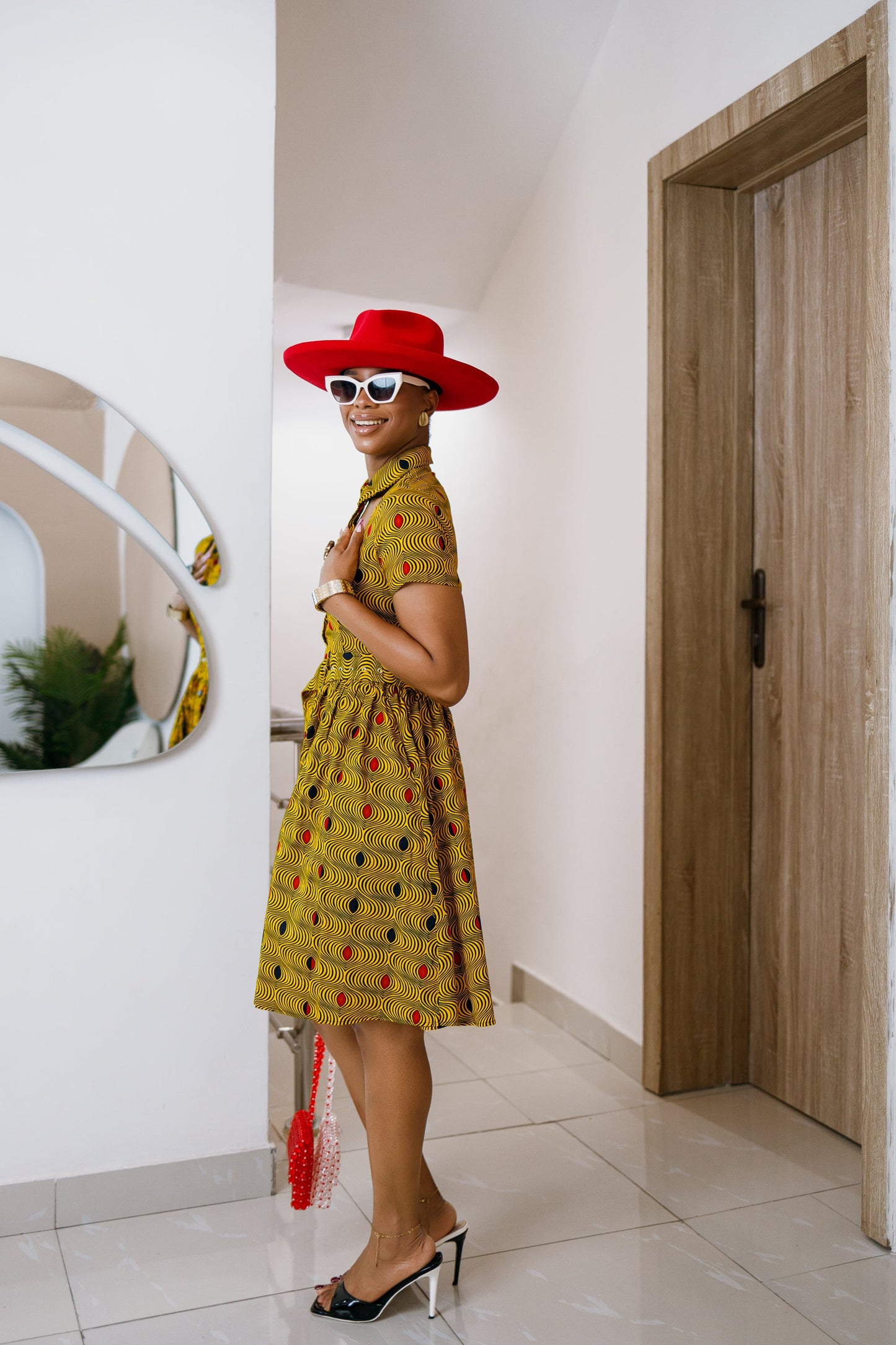 MIA AFRICAN PRINT OPEN FRONT SHIRT DRESS