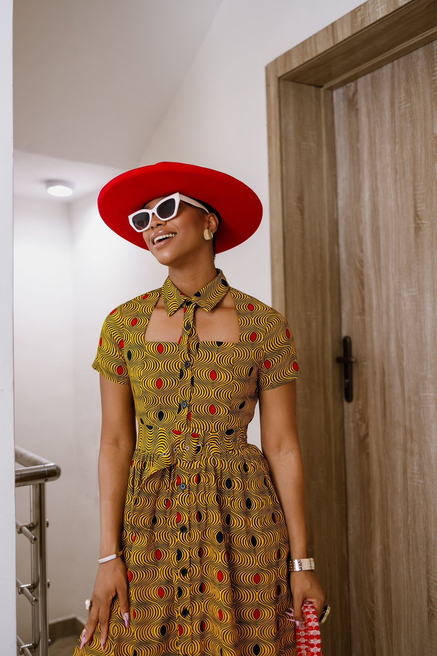 MIA AFRICAN PRINT OPEN FRONT SHIRT DRESS
