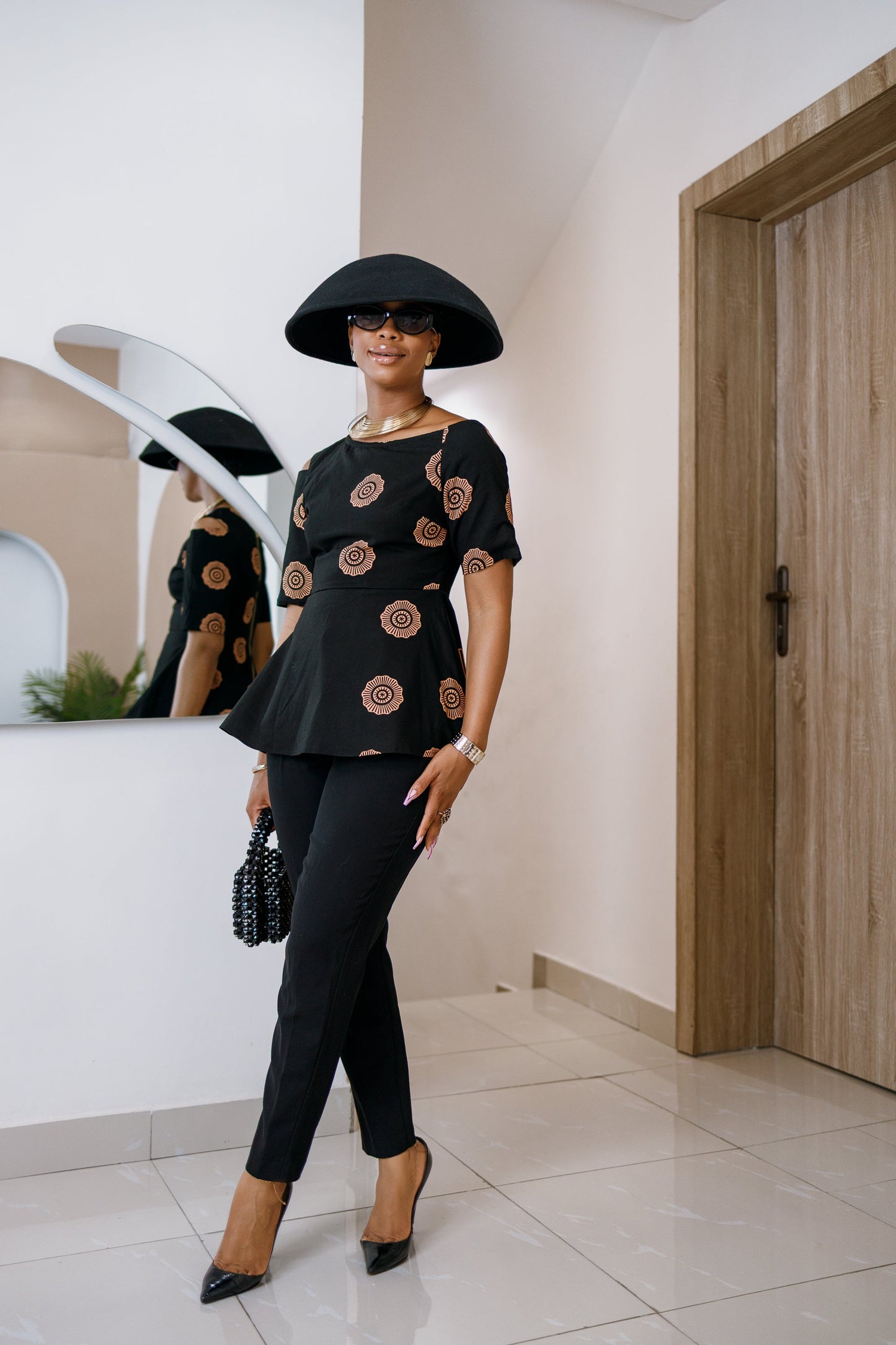 IMARA AFRICAN PRINT ASYMMETRIC PEPLUM TOP
