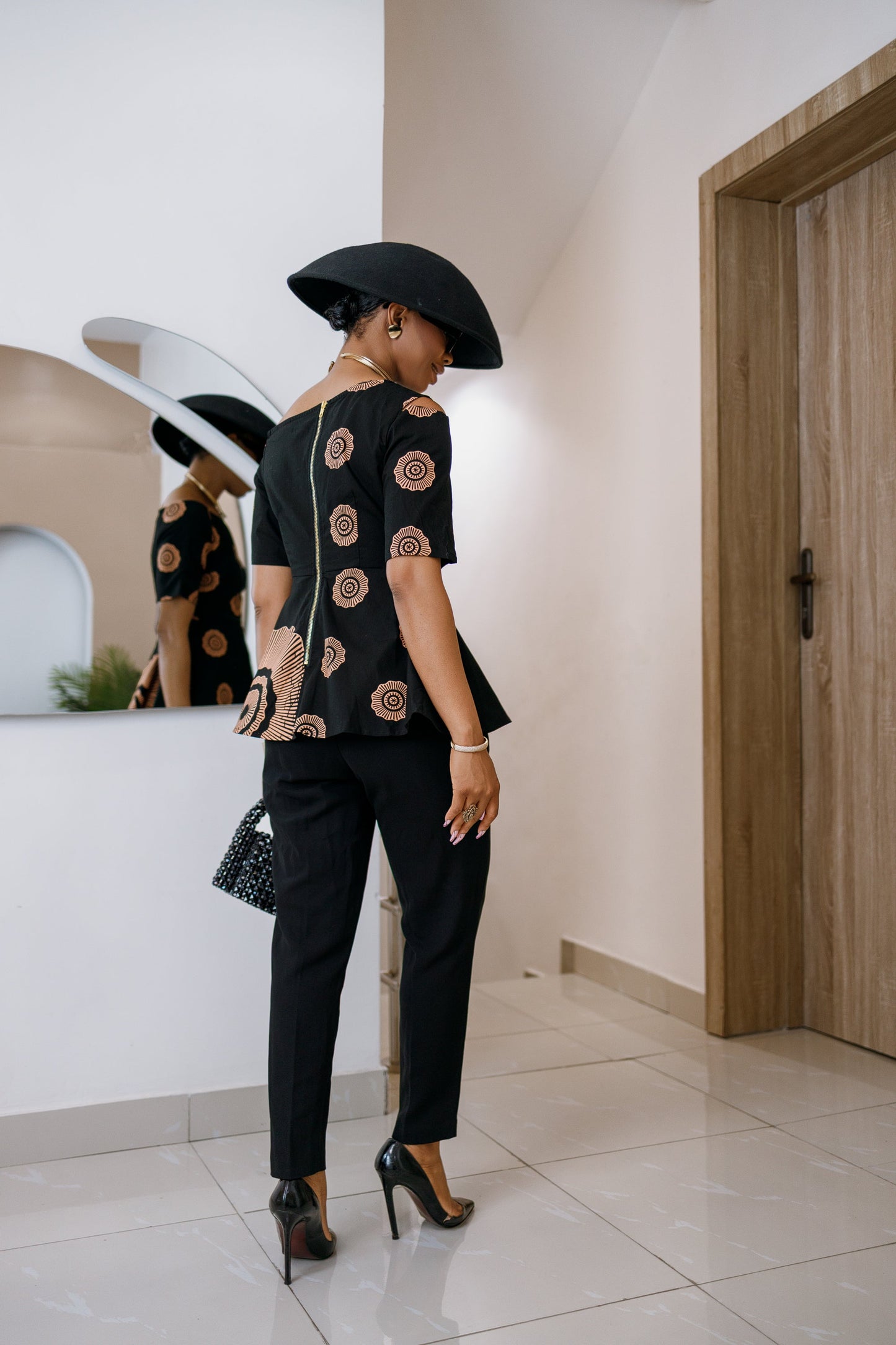 IMARA AFRICAN PRINT ASYMMETRIC PEPLUM TOP