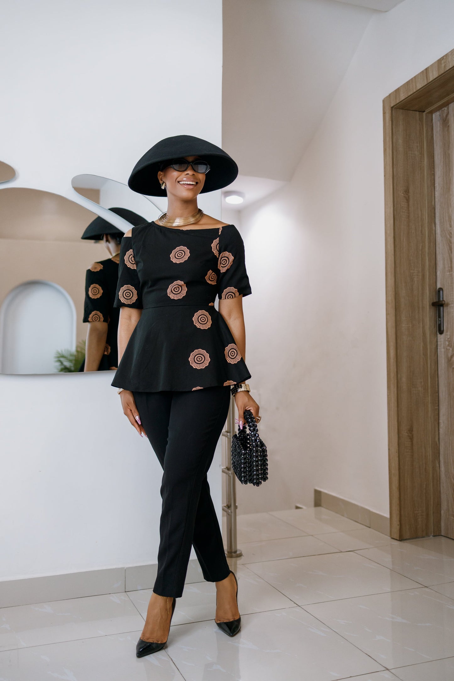 IMARA AFRICAN PRINT ASYMMETRIC PEPLUM TOP