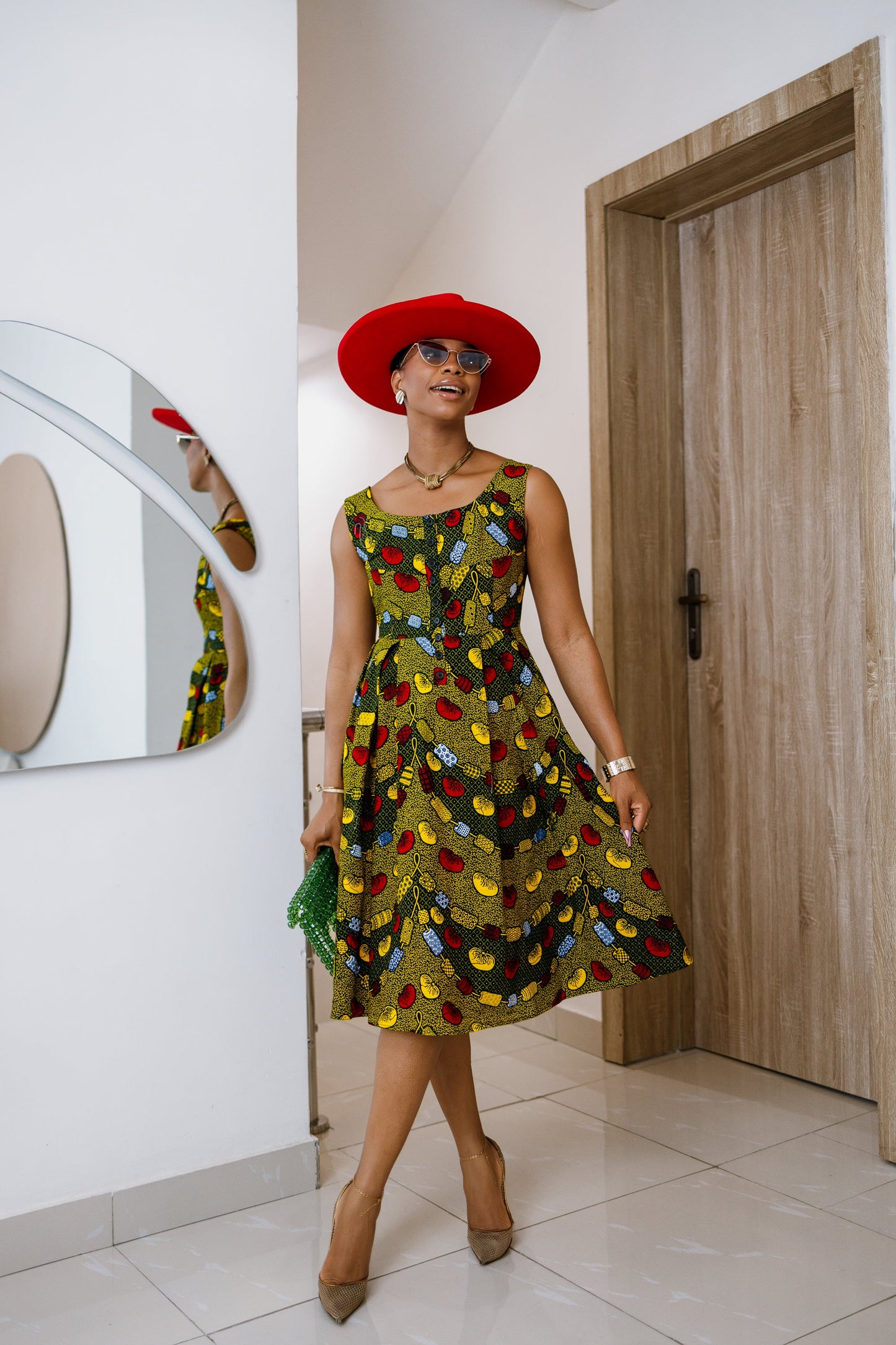 JAJA AFRICAN PRINT SLEEVELESS DRESS [MULTICOLOR]