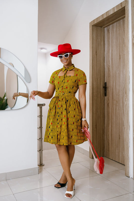 MIA AFRICAN PRINT OPEN FRONT SHIRT DRESS